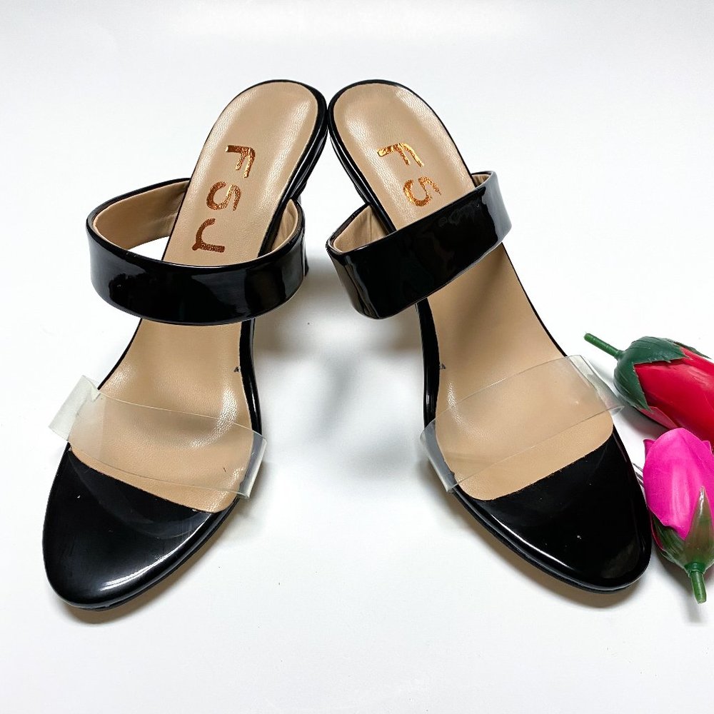 FSJ Open Toe Strappy Stiletto Heel Slide Sandals